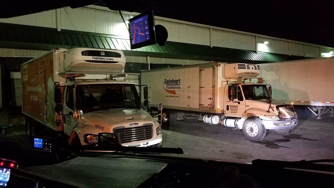 box trucks at unloading dock